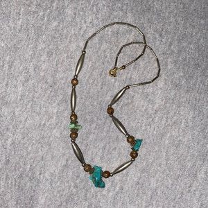 Vintage Native American Turquoise and Silver beaded Necklace